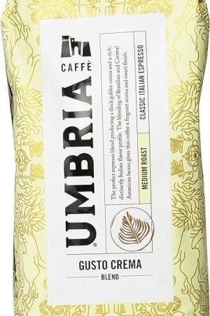 Caffe Umbria Fresh Seattle Whole Bean Roasted Coffee, Gusto Crema Blend Medium Roast, 12 oz. Bag
