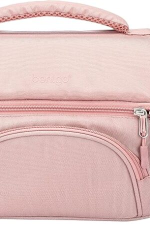 Bentgo Deluxe Lunch Bag - Durable and Insulated Lunch Tote with Zippered Outer Pocket, Internal Mesh Pocket, Padded & Adjustable Straps, & 2-Way Zippers - Fits Most Lunch Boxes (Blush)