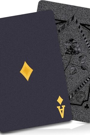 The Playing Cards, Waterproof Cards, Plastic Playing Cards, Deck of Cards, Cool Black Poker Card Professional Set for Table Magic Pool Camping Party Game, Standard Index Card Decks (1 Pack)