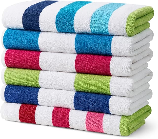 Ben Kaufman Beach & Pool Towel Cotton Terry 30" x 60" 6 Pack