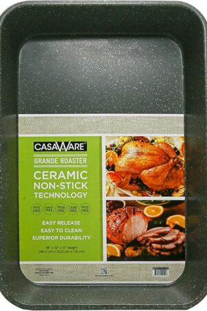 casaWare Grande Lasagna/Roaster Pan 18 x 12 x 3-Inch - Extra Large, Ceramic Coated NonStick (Silver Granite)