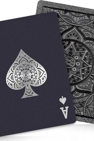 The Playing Cards, Plastic Playing Cards, Deck of Cards, Waterproof Poker Cards, Black Standard Playing Card for Adults, Cool Premium Poker Card Set for Gift Camping Beach Pool Party Table Games (1 Pack)