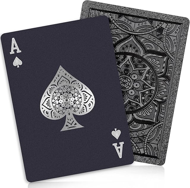 The Playing Cards, Plastic Playing Cards, Deck of Cards, Waterproof Poker Cards, Black Standard Playing Card for Adults, Cool Premium Poker Card Set for Gift Camping Beach Pool Party Table Games (1 Pack)