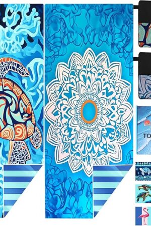 2 Pack Microfiber Beach Towel Oversized 71"x32" Sand Free Quick Dry Absorbent Lightweight Thin , Compact Towels for Travel Swimming Pool Yoga Gym Camping Beach Accessories Vacation Essentials Gift