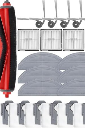 26 Pack Replacement Accessories Parts for Roborock Q10 S5/Q10 S5+/Q10 X5/Q10 X5+ Robot Vacuum Part with 2 Roller Brush,4 Mop,4 HEAP,6 Mop,6 Dust Bag,6 Side Brushes,1 Screwdriver,1 Clean Brush
