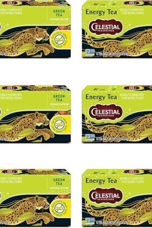 Celestial Seasonings Energy Green Tea, Pack of 6, 12 Tea Bags Box | Caffeinated
