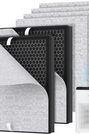 2 Packs PR1 Replacement Filter for Mooka PR1 Air Cleaner Purifier, Premium Filter for Home Large Room up to 2200sq.ft with 4pcs Washable Pre-filters for Home Pets Dander Hair