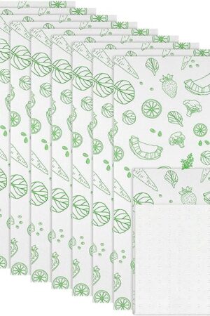 Amyhill 10 Pcs Refrigerator Shelf Liners Absorbent Fridge Mats Washable Fridge Drawer Liners for Shelves, Kitchen, Home, Cabinet, Trays(Fruits, 12 x 24 Inch)