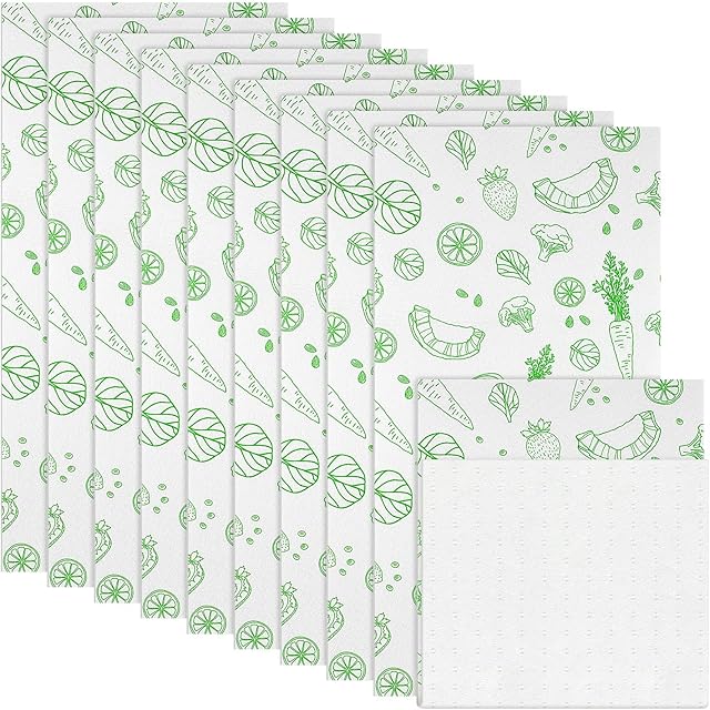 Amyhill 10 Pcs Refrigerator Shelf Liners Absorbent Fridge Mats Washable Fridge Drawer Liners for Shelves, Kitchen, Home, Cabinet, Trays(Fruits, 12 x 24 Inch)