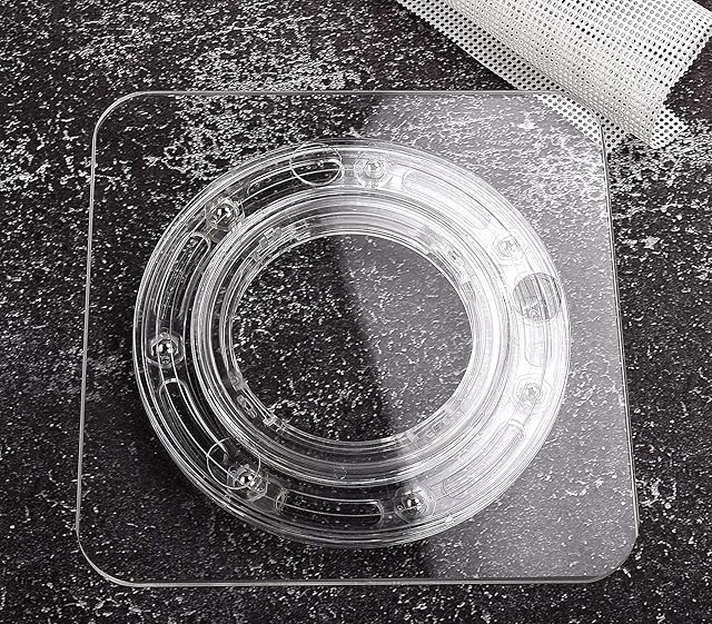 7" Clear Cookie Decorating Turntable with Non-Slip Mat, San SOP Acrylic Bearing Base with Square Clear Top,Icing Your Cookies & Cupcakes Easier