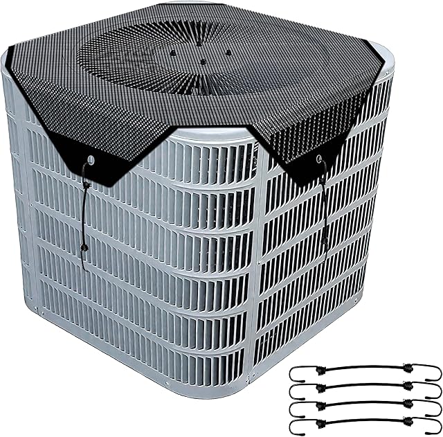 Central Air Conditioner Covers for Outside Units,Mesh AC Cover,Breathable Top Universal Mesh Cover Defender for Air Conditioner All Seasons(Black,26'' x 26'')