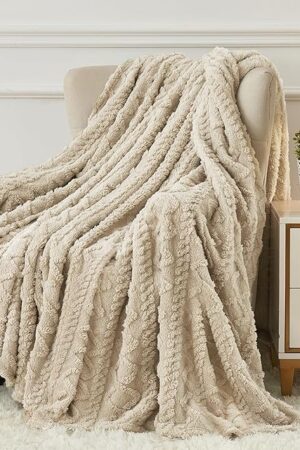 Aganear Fleece Throw Blanket 50"x60" Khaki