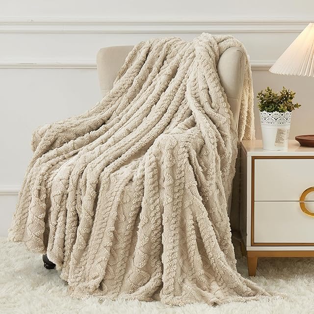 Aganear Fleece Throw Blanket 50"x60" Khaki