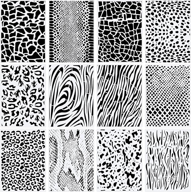 Zonon 12 Pieces Leopard Stencils Animal Cheetah Stencils Reusable Snakeskin Painting Template for Bleaching Shirts Baking DIY Crafts Wall(8.3 x 11.7 Inch)