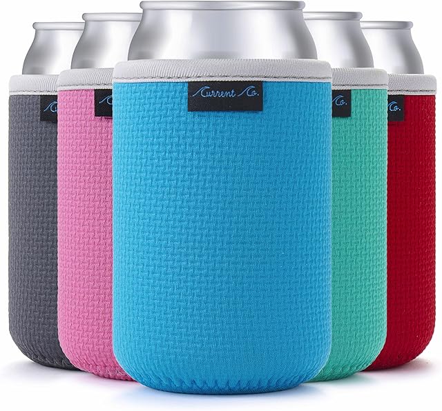 Beer Can Cooler Sleeves (5 Pack) Soft Insulated Neoprene Beer Coolies for Cans & Bottles - HTV Vinyl Compatible Drink Coolies in Bulk - Blank Can Cozy Set – Standard 12 Oz Drink Koolies