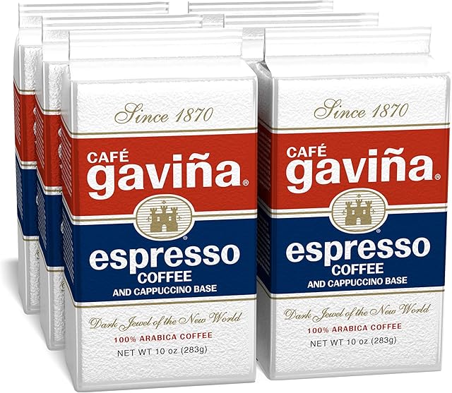 Café Gaviña Espresso Coffee: Rich, Dark Roast Blend with Spicy Chocolate Notes - Fine Ground for Lattes, and Cappuccinos - 6 Pack of 10 oz Bricks