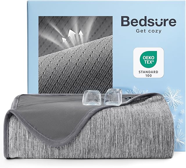 Bedsure Summer Cooling Blanket Sports Mesh Design, 50 x 70 Inches, Mesh Grey