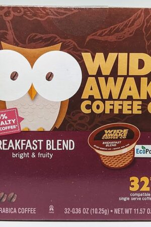 Wide Awake Coffee Single Serve Coffee Pods (32 Count, Breakfast Blend)