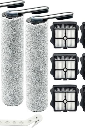 Brush Rollers and Filters Replacement Compatible with Tineco S5 Series (S5, S5 Pro, S5 Pro 2, S5 Blue) Cordless Wet Dry Vacuum Cleaner - 3 Roller Brushes, 6 Vacuum Filters, 1 Cleaning Tool
