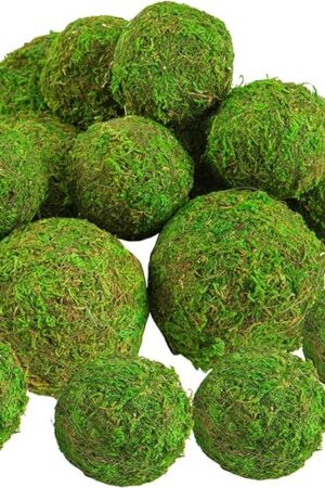 18 Pack Decorative Faux Dried Moss Balls- 6pcs 3.1" Artificial Green Plant Mossy Globes+ 12pcs 2.2" Handmade Sphere Moss Gift for Home Dough Bowl Vase Chinoiserie Decors Party Wedding Display