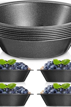 8 Pcs mini pie tins 4 inch Pie Pan Dish for Baking Carbon Steel Pizza Nonstick Plate Bakeware Set Oven Air Fryer Cake Bread Meat
