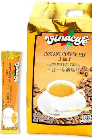 Vinacafe Premium 100 Sticks 3 in 1 Instant Coffee Mix, Single Serves