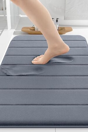 Colorxy Memory Foam Bath Mat 30x20, Ultra Soft and Absorbent Bathroom Rugs, Non-Slip, Machine Wash Dry, Thick Bath Rug Carpet for Bathroom Floor, Sink and Shower, Dark Grey