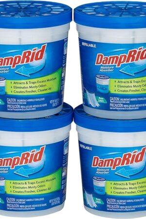 DampRid Pure Linen Refillable Absorber-10.5oz Traps Moisture for Fresher, Cleaner Air, 10.5oz cups - 4 pack, Blue, 4 Count