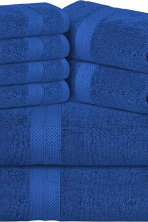 Avalon Towels 8 Piece Towels Set, 2 Bath Towels, 2 Hand Towels, 4 Washcloths, 100% Ring Spun Cotton
