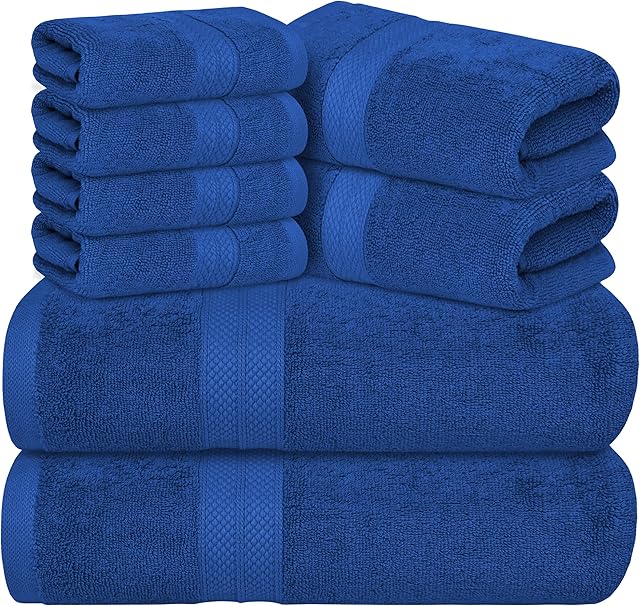 Avalon Towels 8 Piece Towels Set, 2 Bath Towels, 2 Hand Towels, 4 Washcloths, 100% Ring Spun Cotton