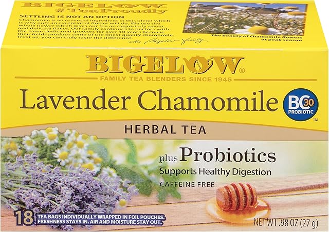 Bigelow Herbal Tea Bags Lavender Chamomile Plus Probiotic