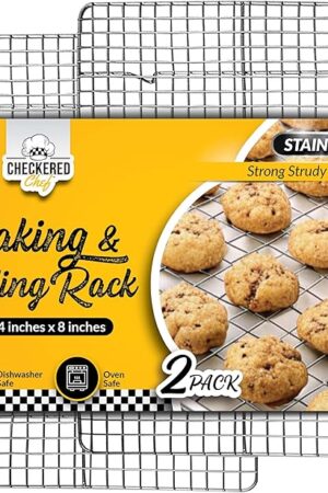Checkered Chef Cooling Rack for Cooking and Baking - 8? x 11 ¾" Set of 2 Stainless Steel, Oven Safe Grid Wire Cookie Cooling Racks
