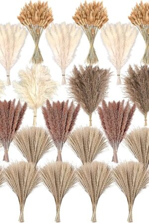 610 PCS Dried Pampas Grass Decor, Dried Flower Bouquets for Wedding, Home, Centerpiece Table, Modern Home, Western Living Room, Nurserie, Nursery, Boho Room, Beach, Women Office, and Boho Decor