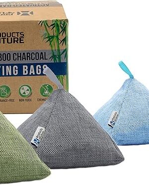 4 Pack of 200g Naturally Activated Bamboo Charcoal Air Purifying Bags | Natural Home Deodorizer Bags | Charcoal Bag Odor Absorber For Pets | Odor Eliminator & Moisture Absorber Air Freshener Bags