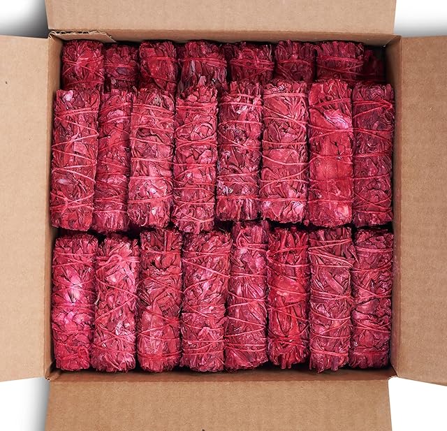 Dragon's Blood Sage Smudge Sticks for Cleansing House, Meditation, Yoga, Negative Energy Cleanse | 4 Inch Dragon Blood Sage Bundles (6)