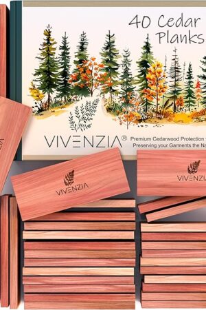Cedar Blocks for Clothes Storage -40 Planks- Cedar Planks for Closets, Closet Deodorizer Odor Eliminator