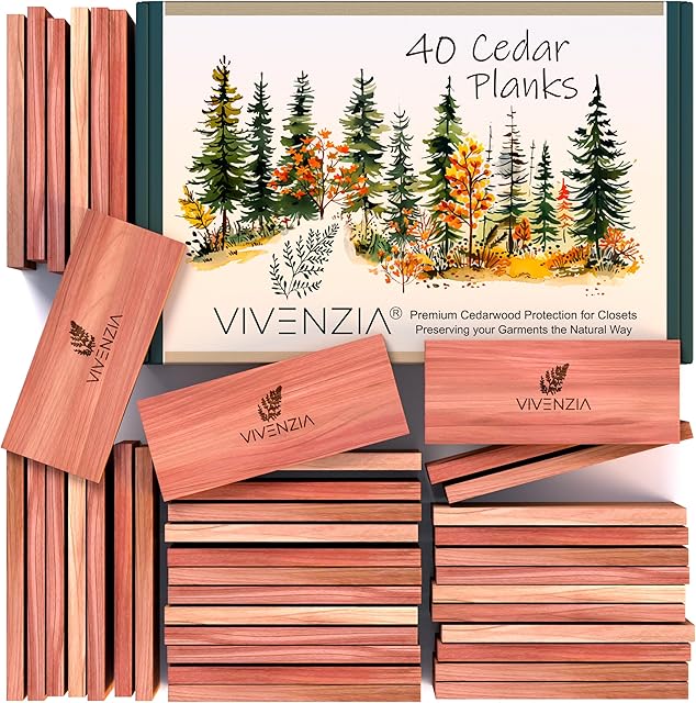 Cedar Blocks for Clothes Storage -40 Planks- Cedar Planks for Closets, Closet Deodorizer Odor Eliminator