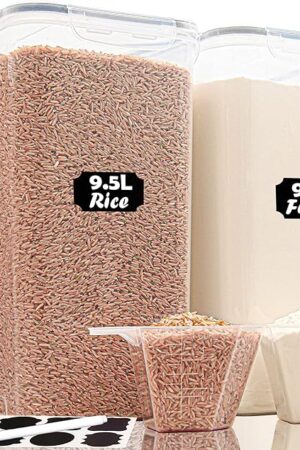 [2PC] 9.5L | 10 qt | 320 Oz Extra Large Airtight Food Storage Containers with Lids, Kitchen & Pantry Organizers and Storage Clear Plastic, Bulk Flour Sugar Canister Set -Wide Deep Leakproof & BPA Free