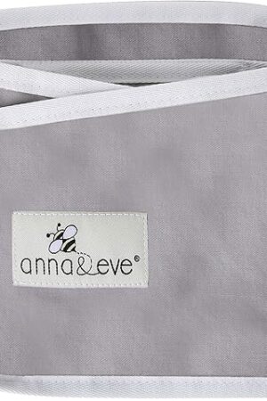 Anna & Eve® Baby Swaddle Strap for Newborns and Infants - 100% Cotton, No Overheating - The Original Arms Only - Adjustable Large Size Swaddle, Fits Chest 16" to 20.5" - Grey
