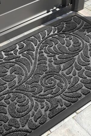 Yimobra Sturdy Door Mat Front Welcome Mats Doormat for Home Entrance Outdoor Indoor, 29.5 x 17, Grey