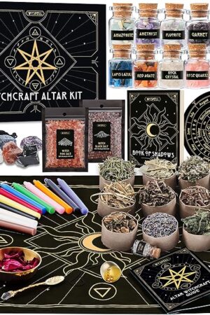 Wyspell Large Witchcraft Kit 77 PCS - Witch Altar Spell Set - Wiccan Supplies and Tools - Witch Set for Beginners Witchcraft Supplies Kit (Herbs Type 2)