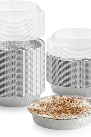 40-Pack of 9-Inch Round Foil Pans with 40 Dome Lids - Disposable Aluminum Foil Cake Trays - Freezer & Oven Safe - For Baking, Cooking, Storage & Reheating