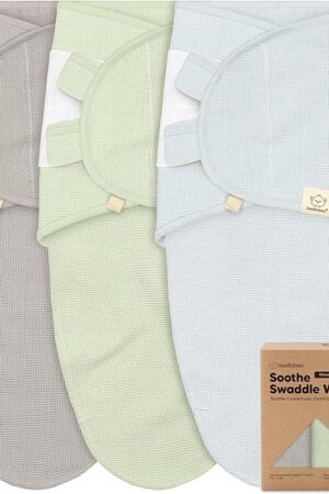 3-Pack Organic Swaddles for Newborns, Baby Sleep Sacks 0-3 Months - Baby Swaddle Wrap, Newborn Wearable Blanket, Infant Sleep Sack for Girls, Boys, Soft & Snug, Large Hook & Loop Closure (Ripple)