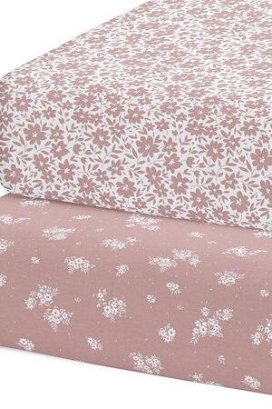 Crib Sheets Neutral - Fitted Baby Crib Sheets Bed for Girl Boy - 2 Pack Standard & Toddler Mattress (Antique Rose) - Buttery Soft Organic Cotton Blend
