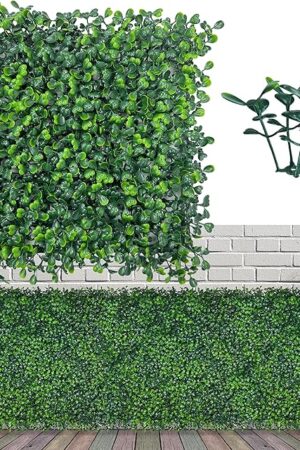 Artificial Grass Wall Panel Backdrop,10" X 10" 12P(8.4 sqft) UV-Anti Greenery Boxwood Panels for Indoor Outdoor Green Wall Decor & Ivy Fence Covering Privacy