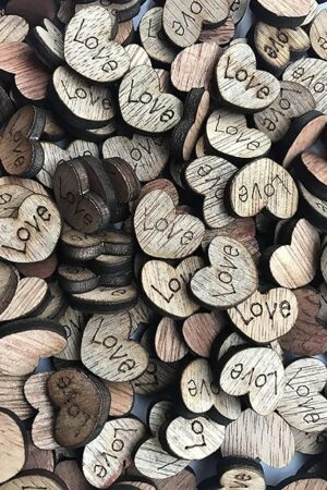 200pcs Rustic Wooden Love Heart Wedding Table Scatter Decoration Crafts Children's DIY Manual Patch
