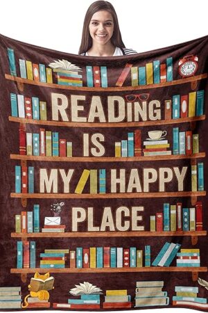 CUJUYO Book Lovers Gifts Blanket - Librarian Gifts Throw Blanket 40"x50" - Book Club Gifts for Reading Lover Bookish - Literary Gifts Ideas - Best Bookworm Gifts on Birthday Christmas Graduation
