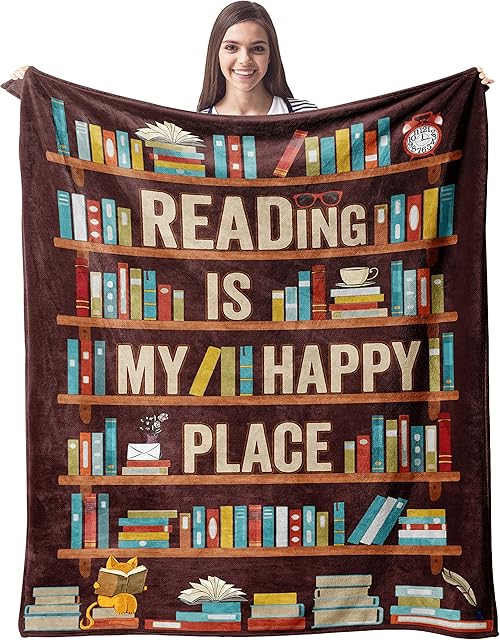CUJUYO Book Lovers Gifts Blanket - Librarian Gifts Throw Blanket 40"x50" - Book Club Gifts for Reading Lover Bookish - Literary Gifts Ideas - Best Bookworm Gifts on Birthday Christmas Graduation