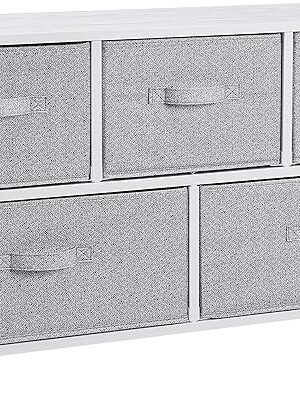 Amazon Basics Extra Wide Fabric 5-Drawer Storage Organizer Unit for Closet, White