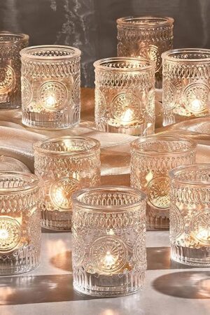 30 Pack Clear Glass Votive Candle Holders, Vintage Candle Holder Bulk, Tealight Candle Holders for Table Centerpieces, Home, Bridal Shower, Birthday, Christmas, Thanksgiving Party Table Decor